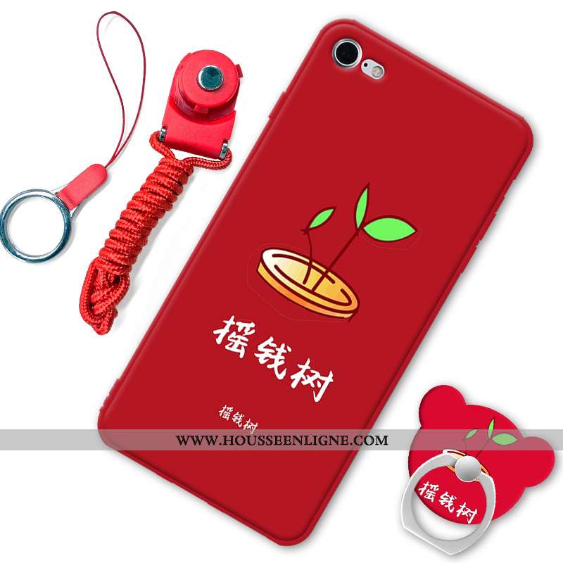 Housse iPhone Se (nouveau) Protection Délavé En Daim Créatif Rouge Coque Étui Incassable