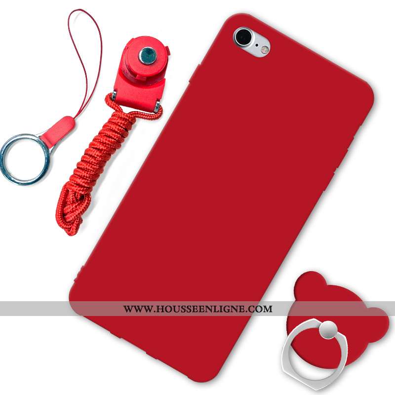Housse iPhone Se (nouveau) Protection Délavé En Daim Créatif Rouge Coque Étui Incassable