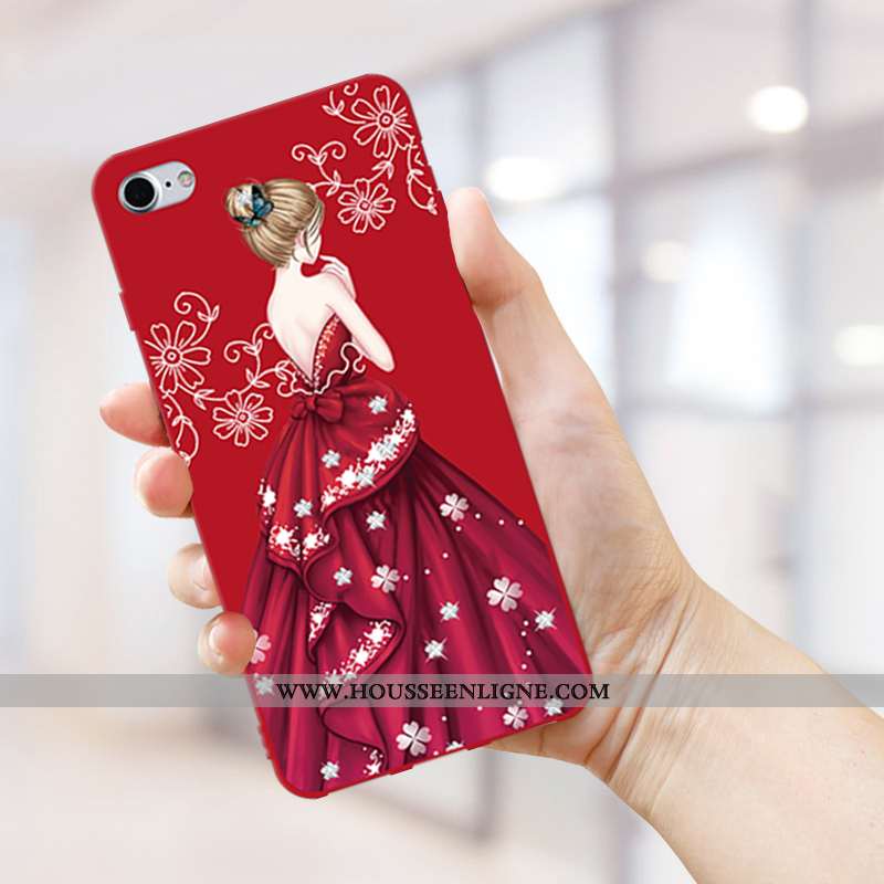 Housse iPhone Se (nouveau) Protection Délavé En Daim Créatif Rouge Coque Étui Incassable