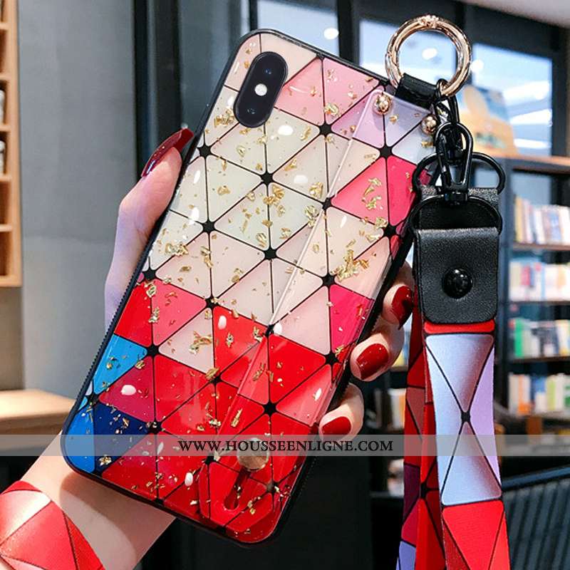 Housse iPhone X Cou Suspendu Fluide Doux Délavé En Daim Téléphone Portable Mode Nouveau Multicolore 