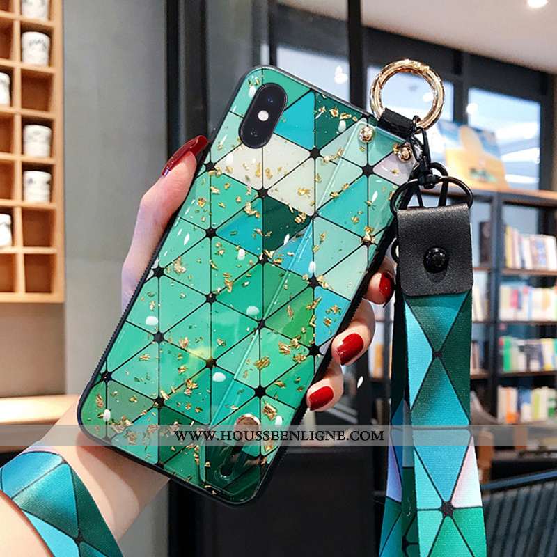 Housse iPhone X Cou Suspendu Fluide Doux Délavé En Daim Téléphone Portable Mode Nouveau Multicolore 