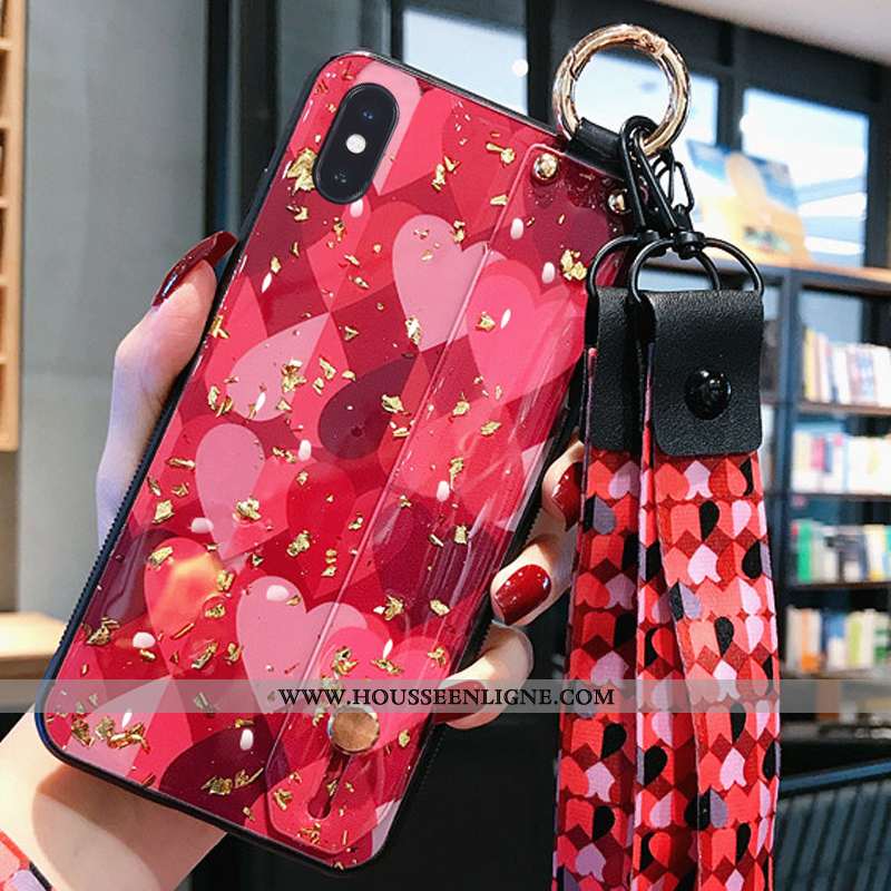 Housse iPhone X Cou Suspendu Fluide Doux Délavé En Daim Téléphone Portable Mode Nouveau Multicolore 