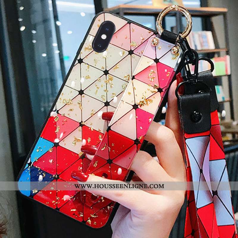 Housse iPhone X Cou Suspendu Fluide Doux Délavé En Daim Téléphone Portable Mode Nouveau Multicolore 