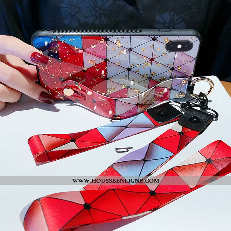 Housse iPhone X Cou Suspendu Fluide Doux Délavé En Daim Téléphone Portable Mode Nouveau Multicolore 