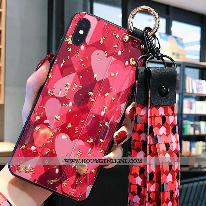 Housse iPhone X Cou Suspendu Fluide Doux Délavé En Daim Téléphone Portable Mode Nouveau Multicolore 