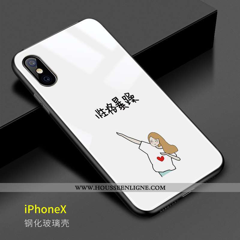 Housse iPhone X Créatif Verre Téléphone Portable Personnalité Simple Blanc Coque Blanche