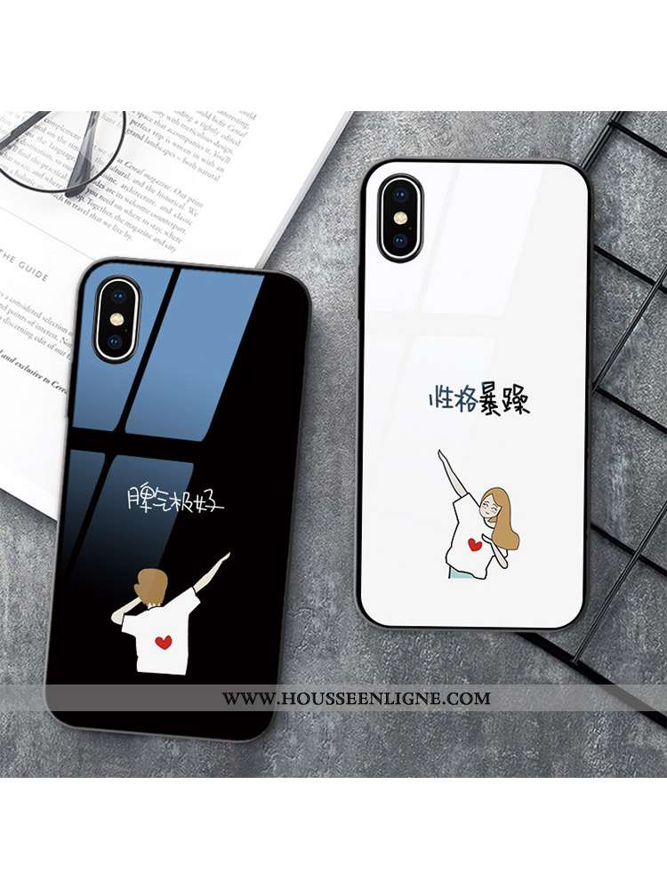 Housse iPhone X Créatif Verre Téléphone Portable Personnalité Simple Blanc Coque Blanche