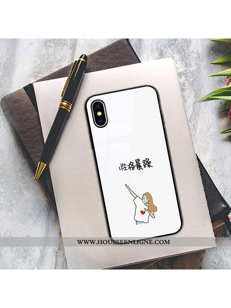 Housse iPhone X Créatif Verre Téléphone Portable Personnalité Simple Blanc Coque Blanche