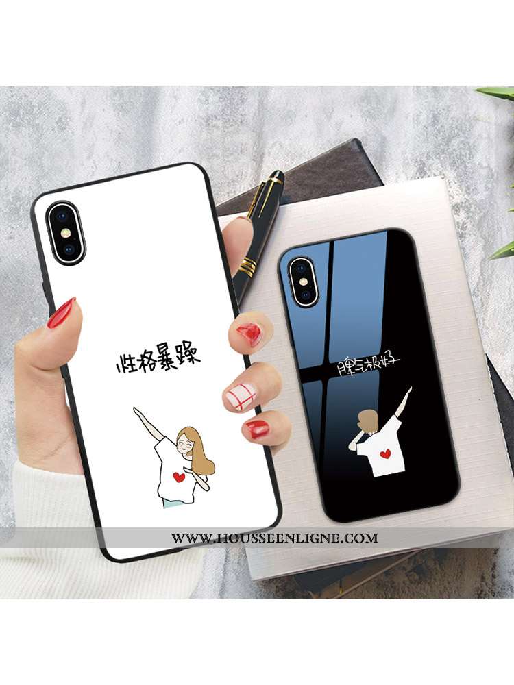 Housse iPhone X Créatif Verre Téléphone Portable Personnalité Simple Blanc Coque Blanche
