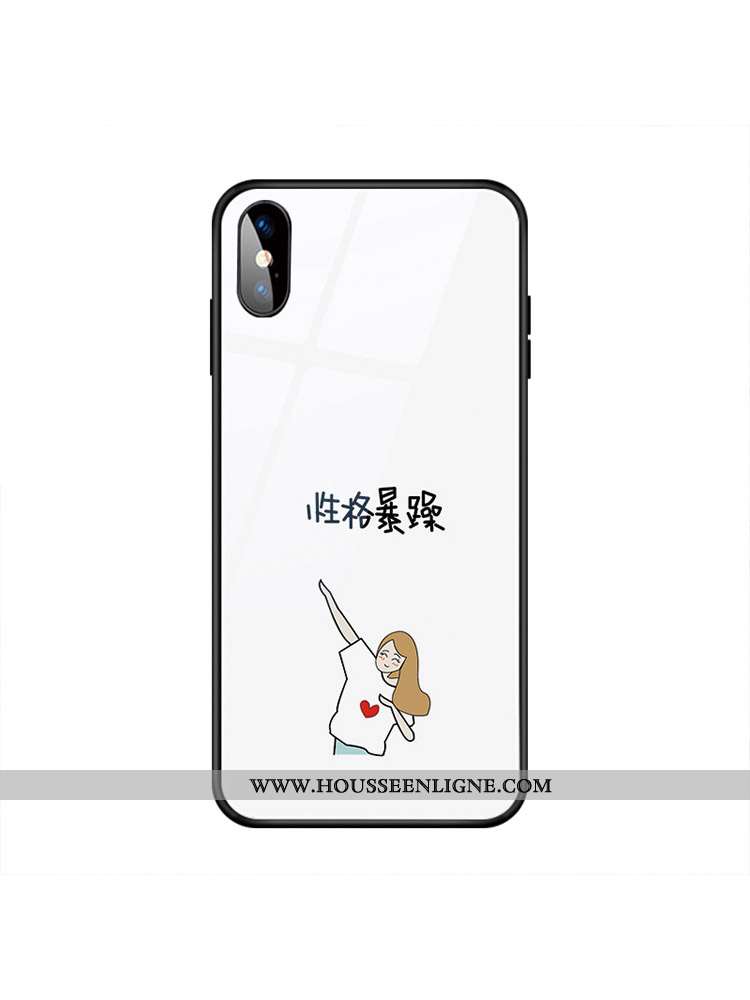 Housse iPhone X Créatif Verre Téléphone Portable Personnalité Simple Blanc Coque Blanche