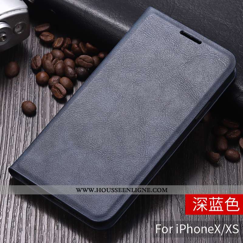 Housse iPhone X Cuir Protection Téléphone Portable Tout Compris Coque Tendance Marron
