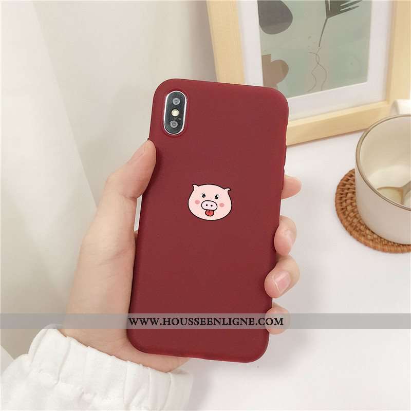 Housse iPhone X Délavé En Daim Fluide Doux Étui Rouge Téléphone Portable Petit Coque