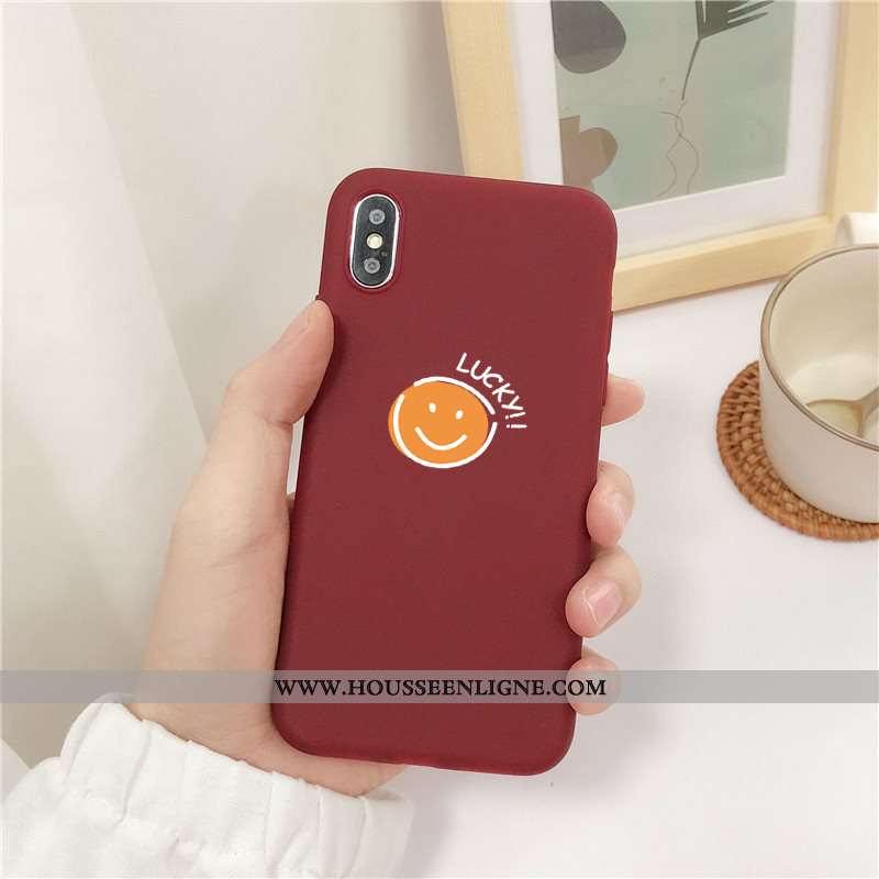 Housse iPhone X Délavé En Daim Fluide Doux Étui Rouge Téléphone Portable Petit Coque