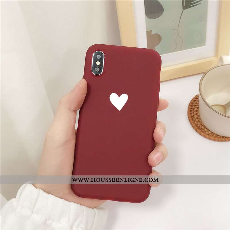 Housse iPhone X Délavé En Daim Fluide Doux Étui Rouge Téléphone Portable Petit Coque