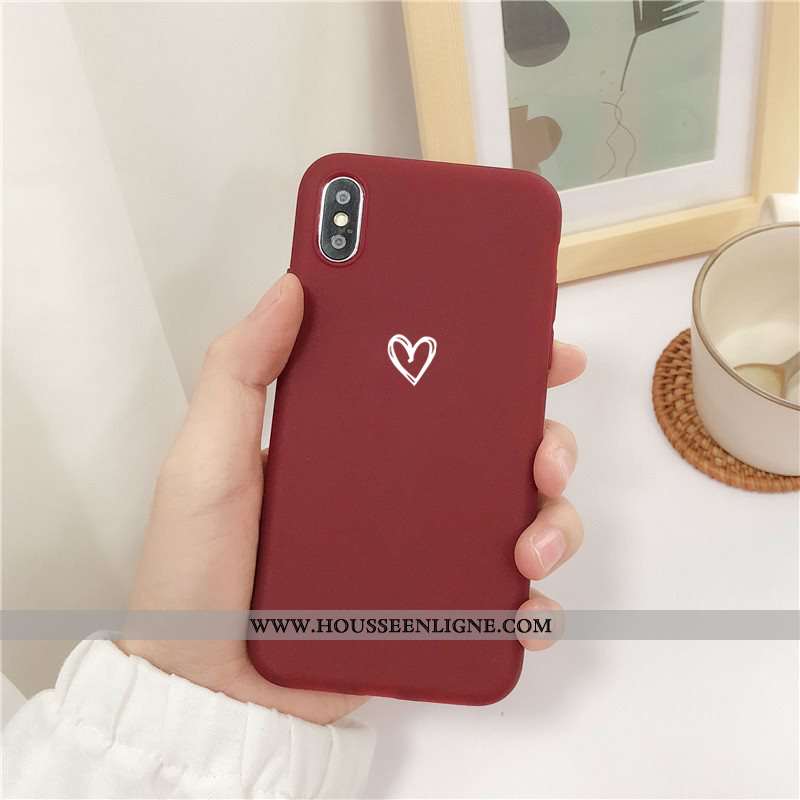 Housse iPhone X Délavé En Daim Fluide Doux Étui Rouge Téléphone Portable Petit Coque