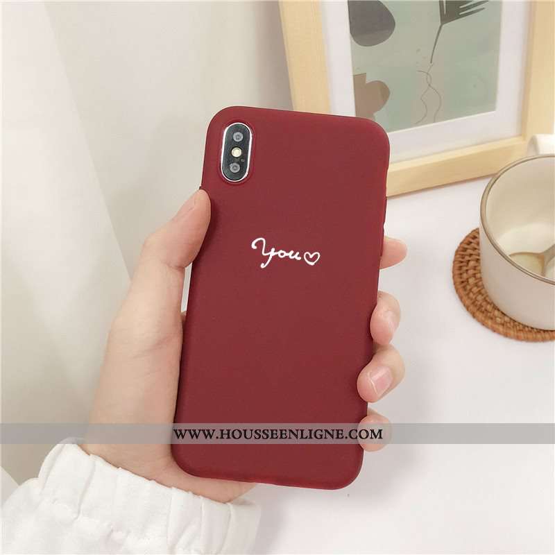 Housse iPhone X Délavé En Daim Fluide Doux Étui Rouge Téléphone Portable Petit Coque