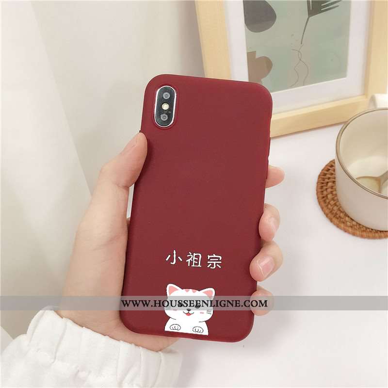 Housse iPhone X Délavé En Daim Fluide Doux Étui Rouge Téléphone Portable Petit Coque