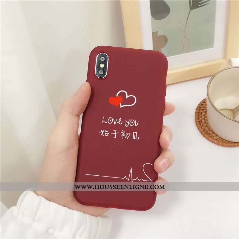 Housse iPhone X Délavé En Daim Fluide Doux Étui Rouge Téléphone Portable Petit Coque
