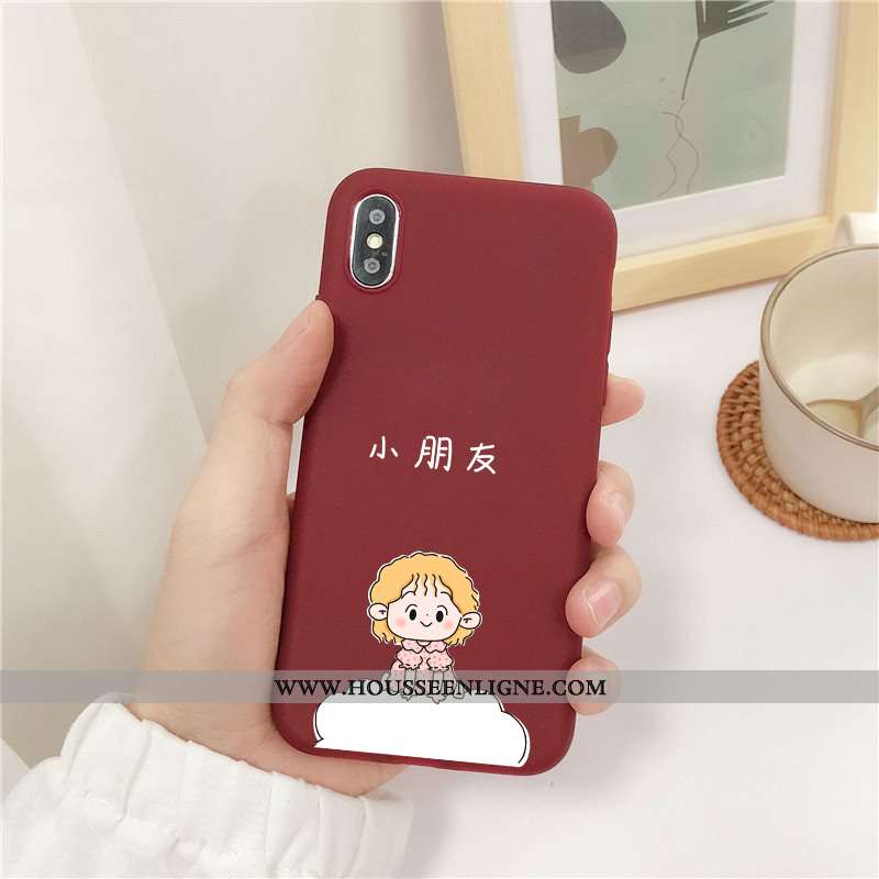 Housse iPhone X Délavé En Daim Fluide Doux Étui Rouge Téléphone Portable Petit Coque