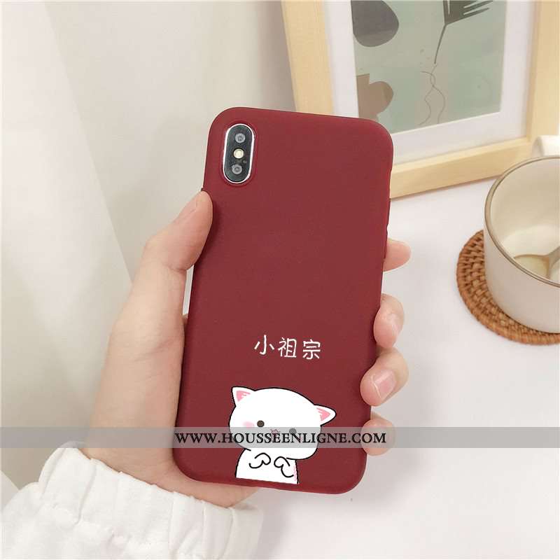 Housse iPhone X Délavé En Daim Fluide Doux Étui Rouge Téléphone Portable Petit Coque