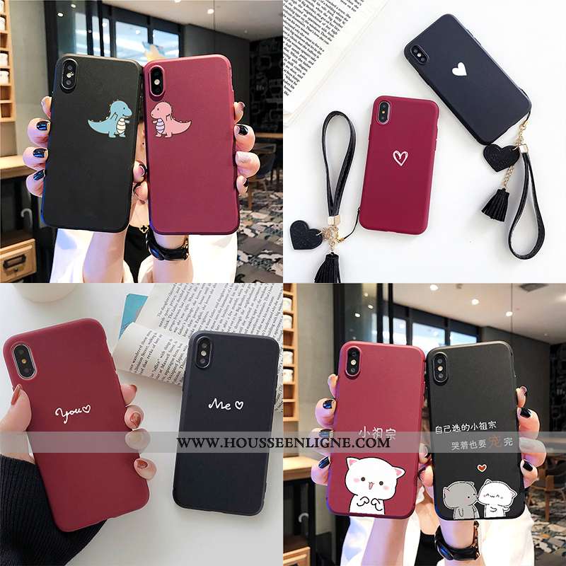 Housse iPhone X Délavé En Daim Fluide Doux Étui Rouge Téléphone Portable Petit Coque