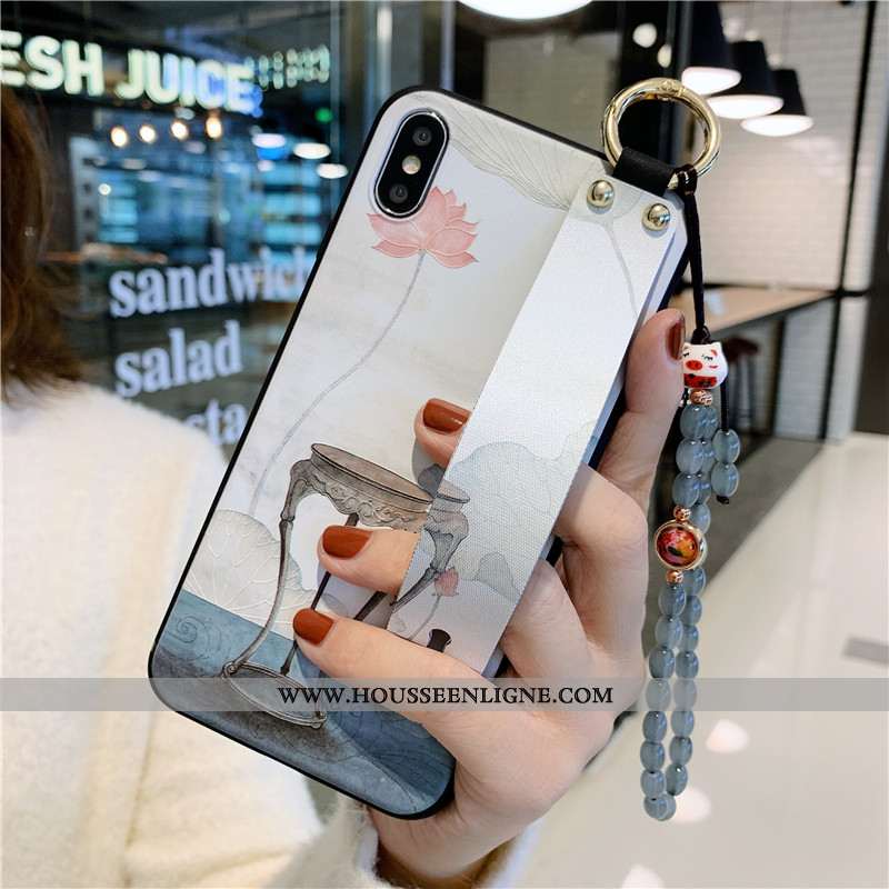 Housse iPhone X Fluide Doux Protection Étui Fleur Support Coque Téléphone Portable Rose