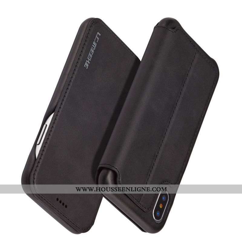 Housse iPhone X Légère Cuir Incassable Clamshell Téléphone Portable Coque Protection Rouge