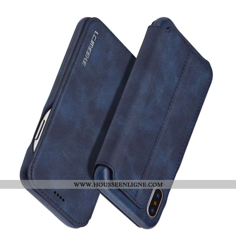 Housse iPhone X Légère Cuir Incassable Clamshell Téléphone Portable Coque Protection Rouge