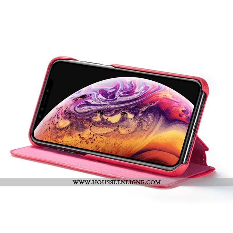 Housse iPhone X Légère Cuir Incassable Clamshell Téléphone Portable Coque Protection Rouge