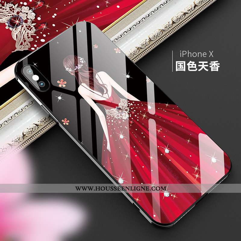 Housse iPhone X Mode Verre Luxe Incassable Nouveau Personnalité 2020 Noir