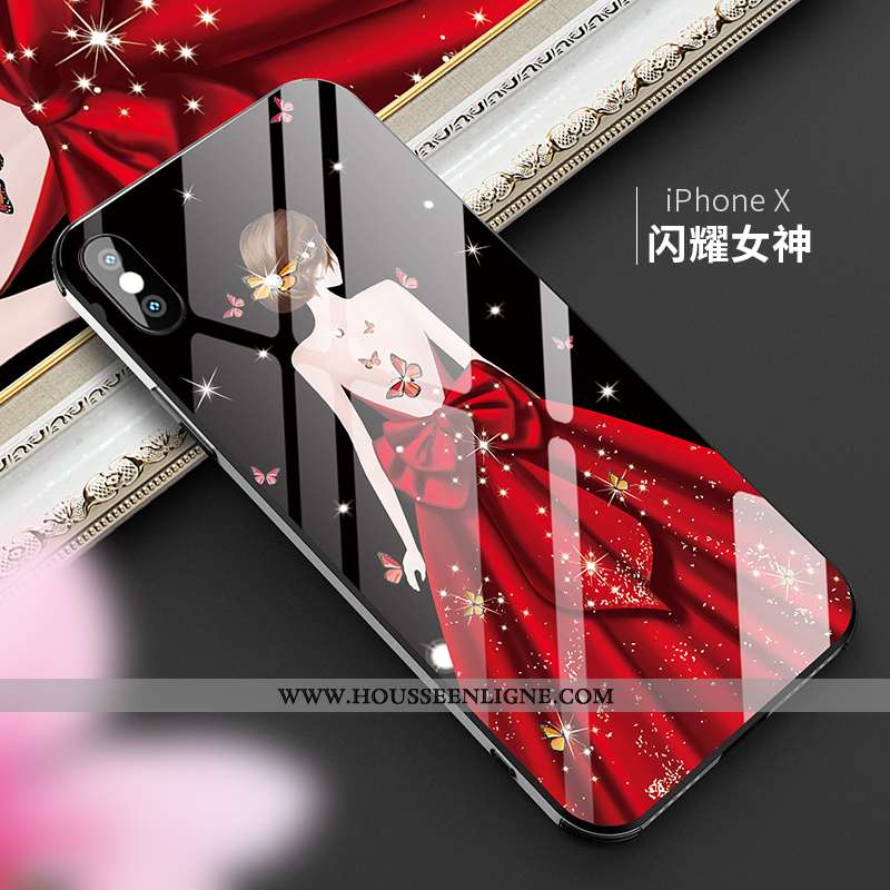 Housse iPhone X Mode Verre Luxe Incassable Nouveau Personnalité 2020 Noir