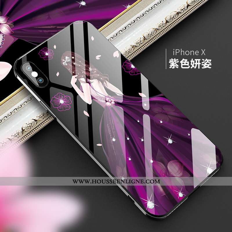 Housse iPhone X Mode Verre Luxe Incassable Nouveau Personnalité 2020 Noir