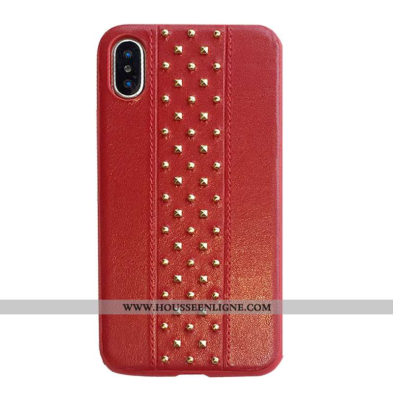 Housse iPhone X Métal Personnalité Rouge Mode Créatif Couleur Unie Étui