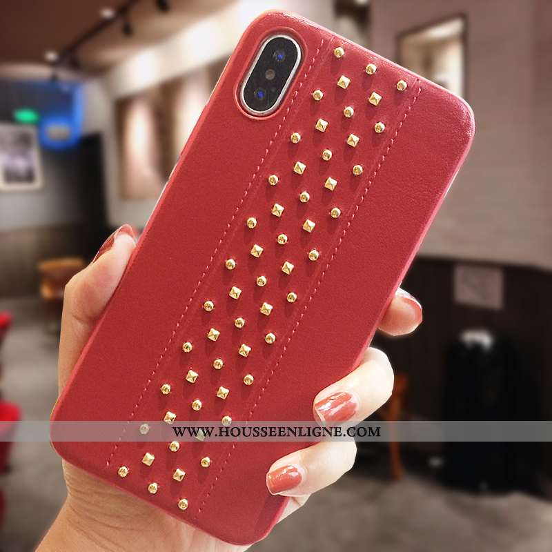 Housse iPhone X Métal Personnalité Rouge Mode Créatif Couleur Unie Étui