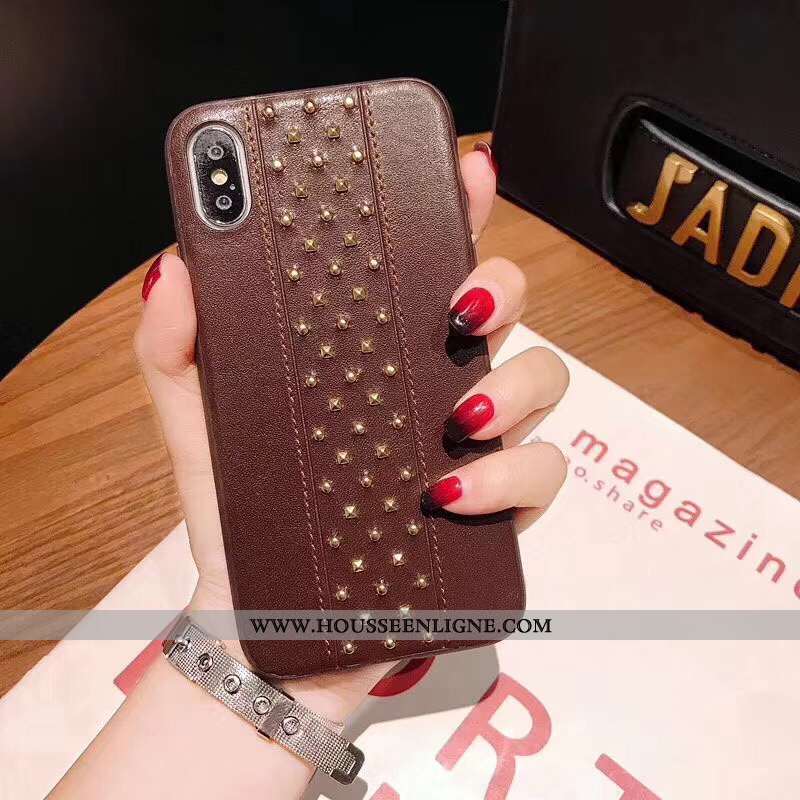 Housse iPhone X Métal Personnalité Rouge Mode Créatif Couleur Unie Étui