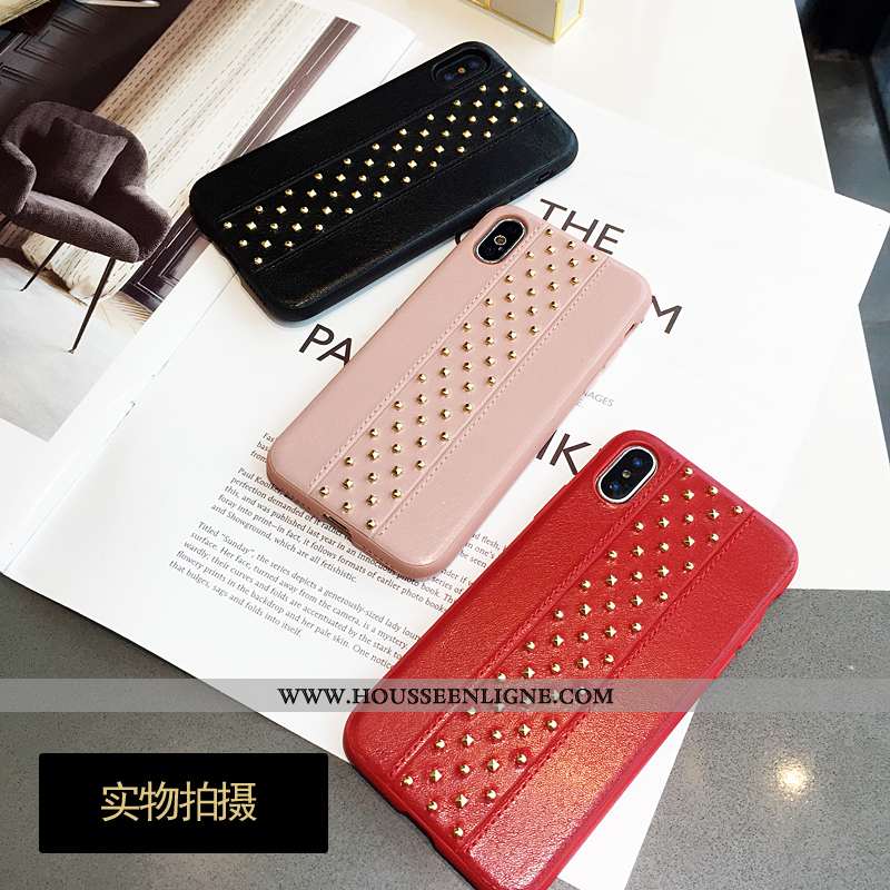 Housse iPhone X Métal Personnalité Rouge Mode Créatif Couleur Unie Étui