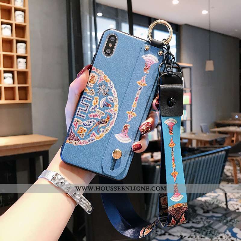 Housse iPhone X Ornements Suspendus Gaufrage Style Chinois Coque Téléphone Portable Cou Suspendu Lux
