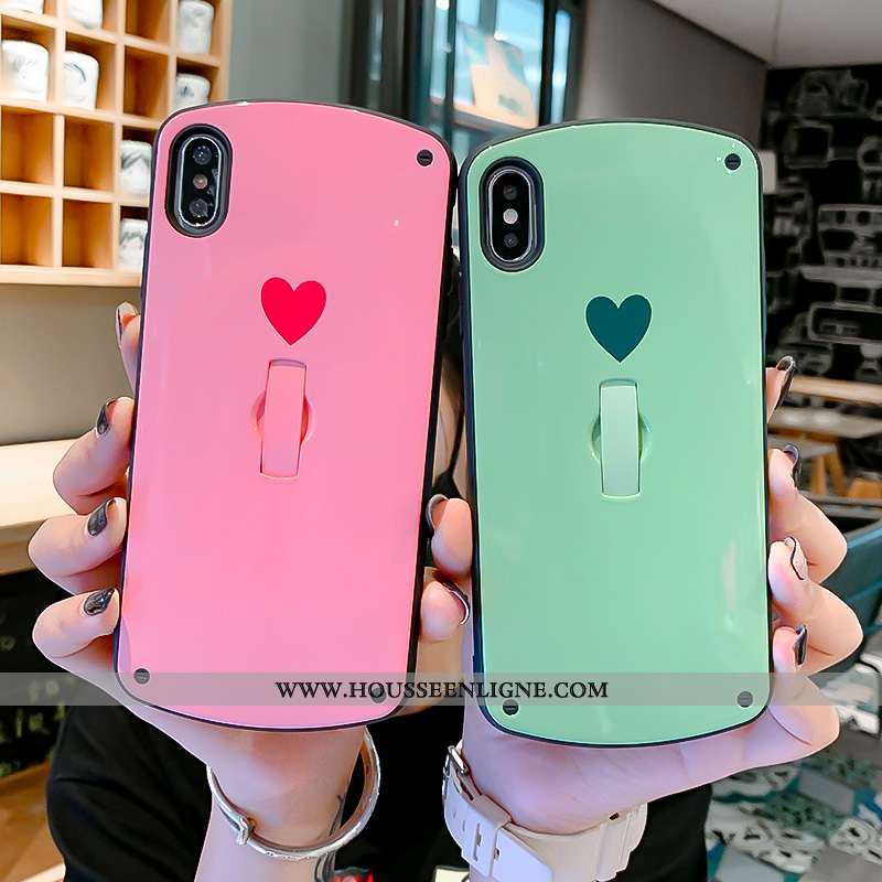 Housse iPhone X Personnalité Créatif Tendance Invisible Support Amour Mode Rose