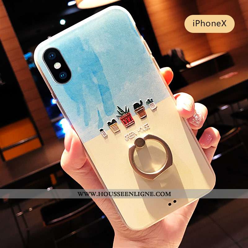 Housse iPhone X Protection Personnalité Créatif Dessin Animé Tendance Coque Tout Compris Bleu