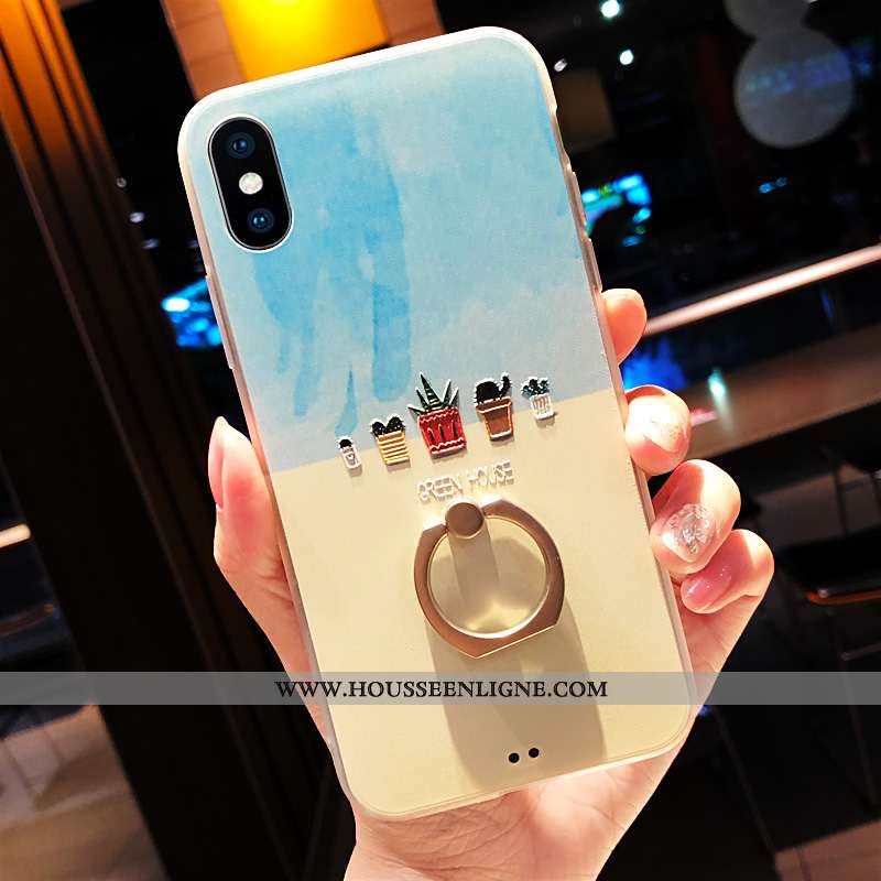 Housse iPhone X Protection Personnalité Créatif Dessin Animé Tendance Coque Tout Compris Bleu