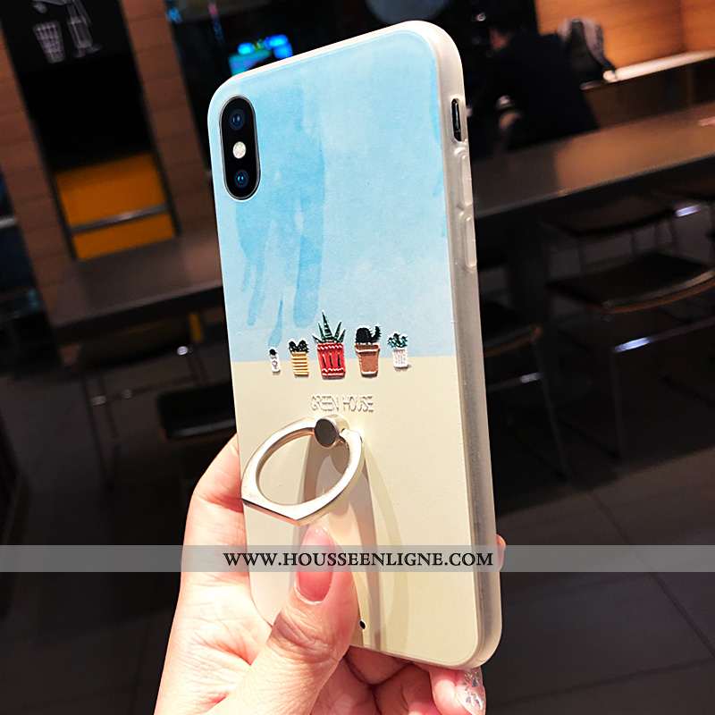 Housse iPhone X Protection Personnalité Créatif Dessin Animé Tendance Coque Tout Compris Bleu