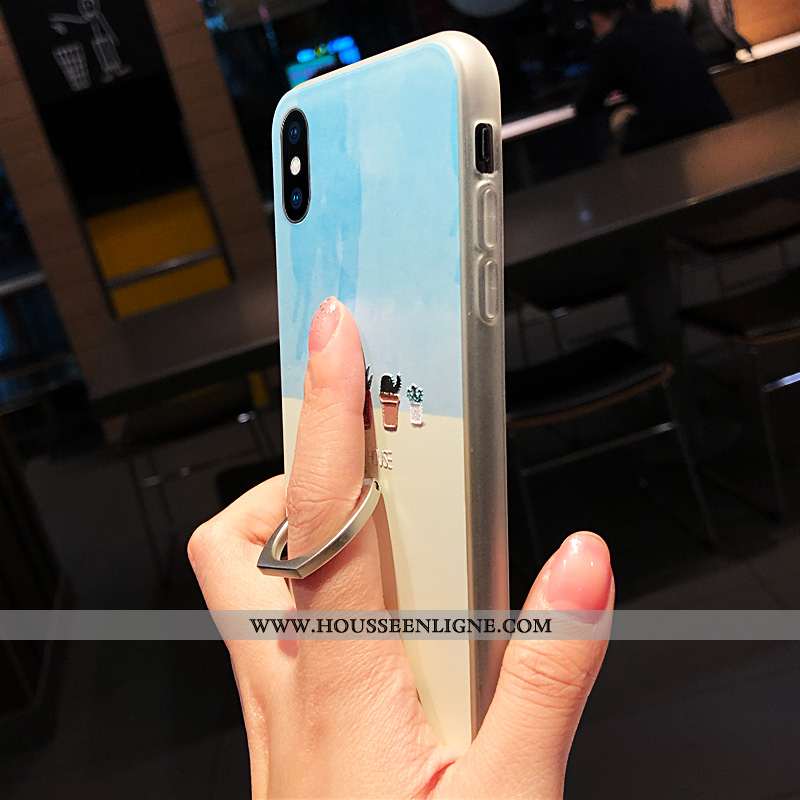 Housse iPhone X Protection Personnalité Créatif Dessin Animé Tendance Coque Tout Compris Bleu