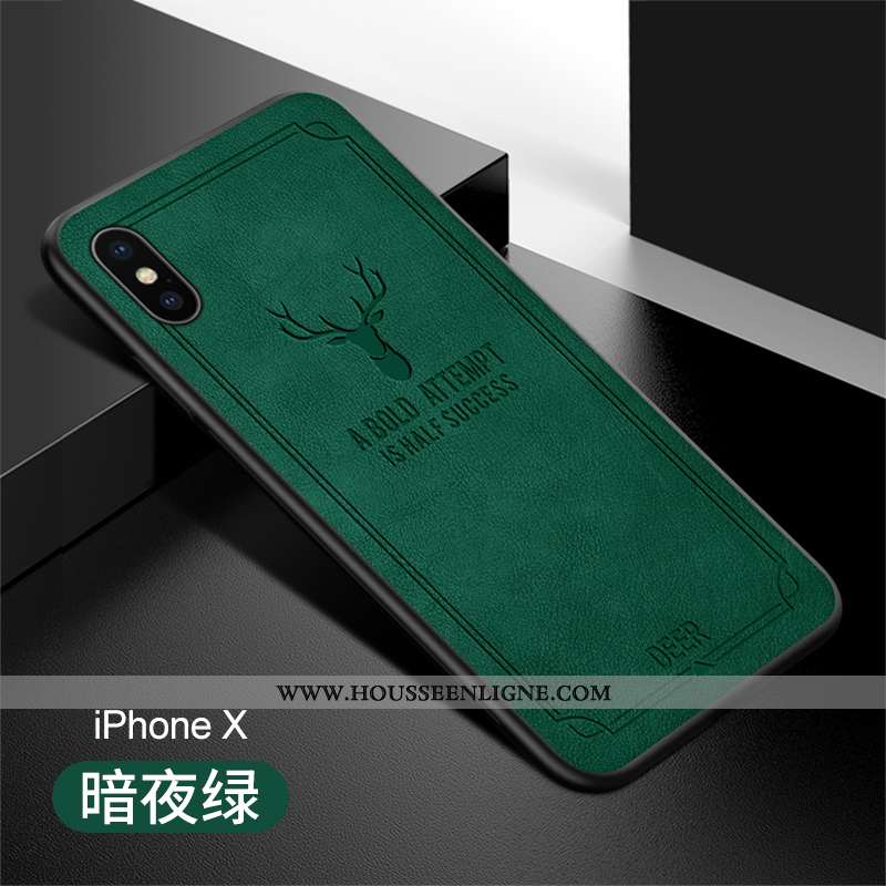 Housse iPhone X Protection Ultra Incassable Cuir Étui Vert Légère Orange