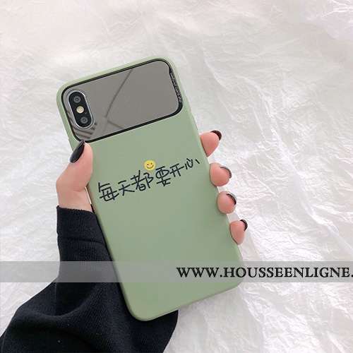 Housse iPhone X Silicone Fluide Doux Incassable Cœur Coque Vert Téléphone Portable Verte