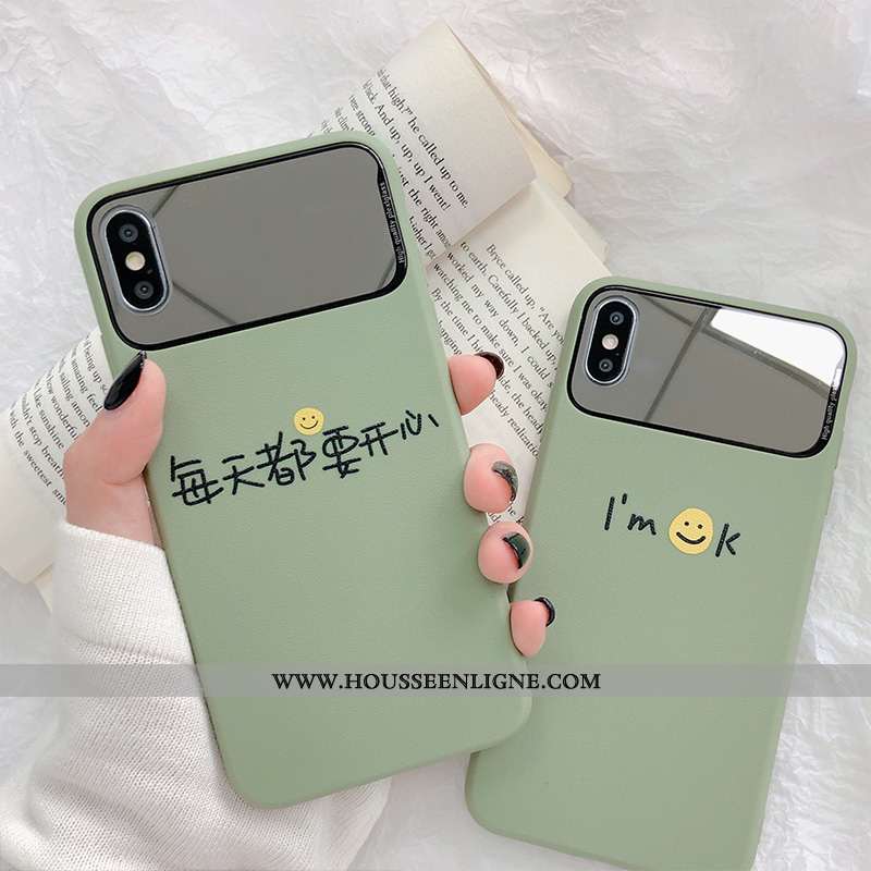 Housse iPhone X Silicone Fluide Doux Incassable Cœur Coque Vert Téléphone Portable Verte