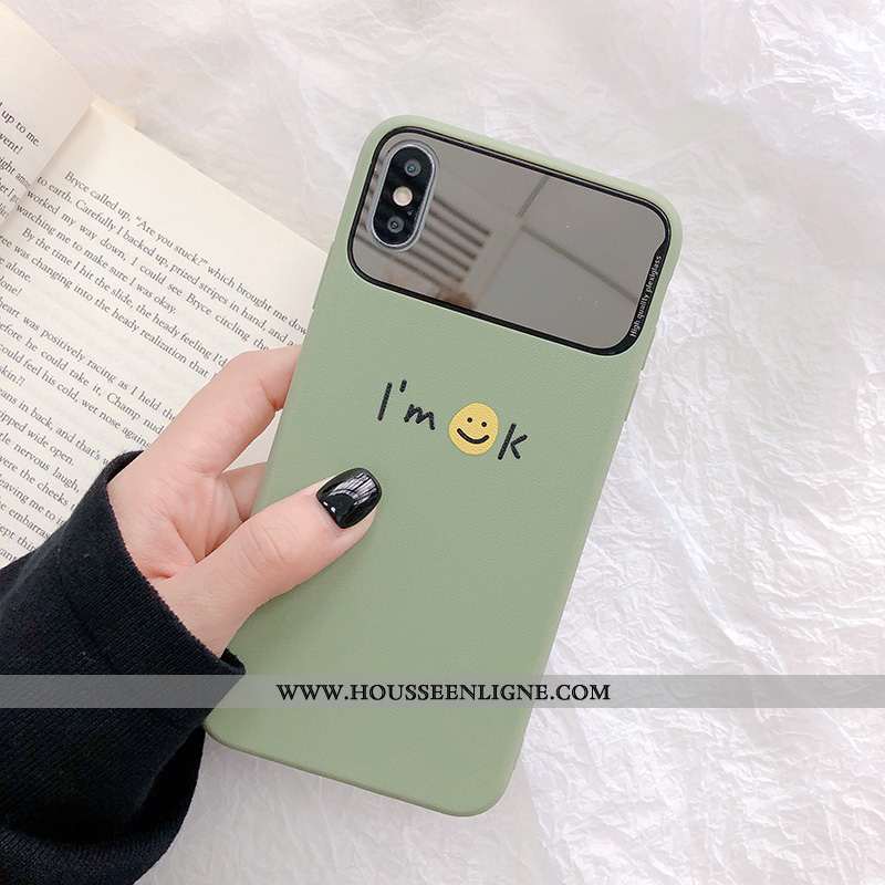 Housse iPhone X Silicone Fluide Doux Incassable Cœur Coque Vert Téléphone Portable Verte