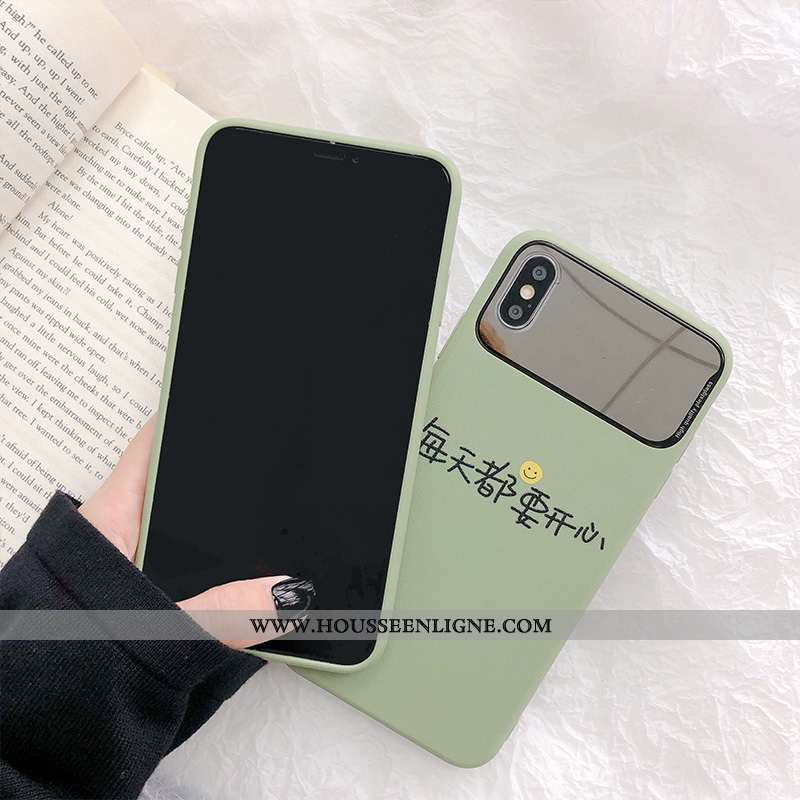 Housse iPhone X Silicone Fluide Doux Incassable Cœur Coque Vert Téléphone Portable Verte