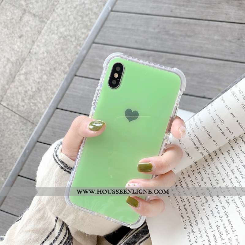 Housse iPhone X Tendance Silicone Incassable Amour Coque Couleur Unie Vert Verte