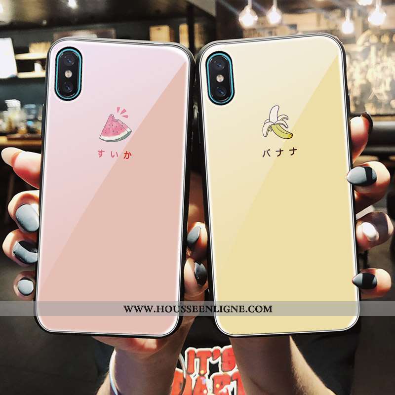 Housse iPhone X Verre Charmant Petit Vent Coque Amoureux Rose