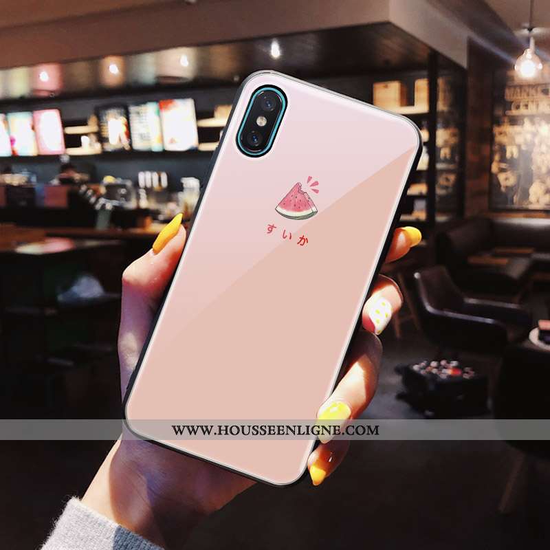 Housse iPhone X Verre Charmant Petit Vent Coque Amoureux Rose